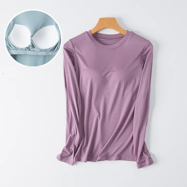 Elara™ | Built-In Bra Long Sleeve Top