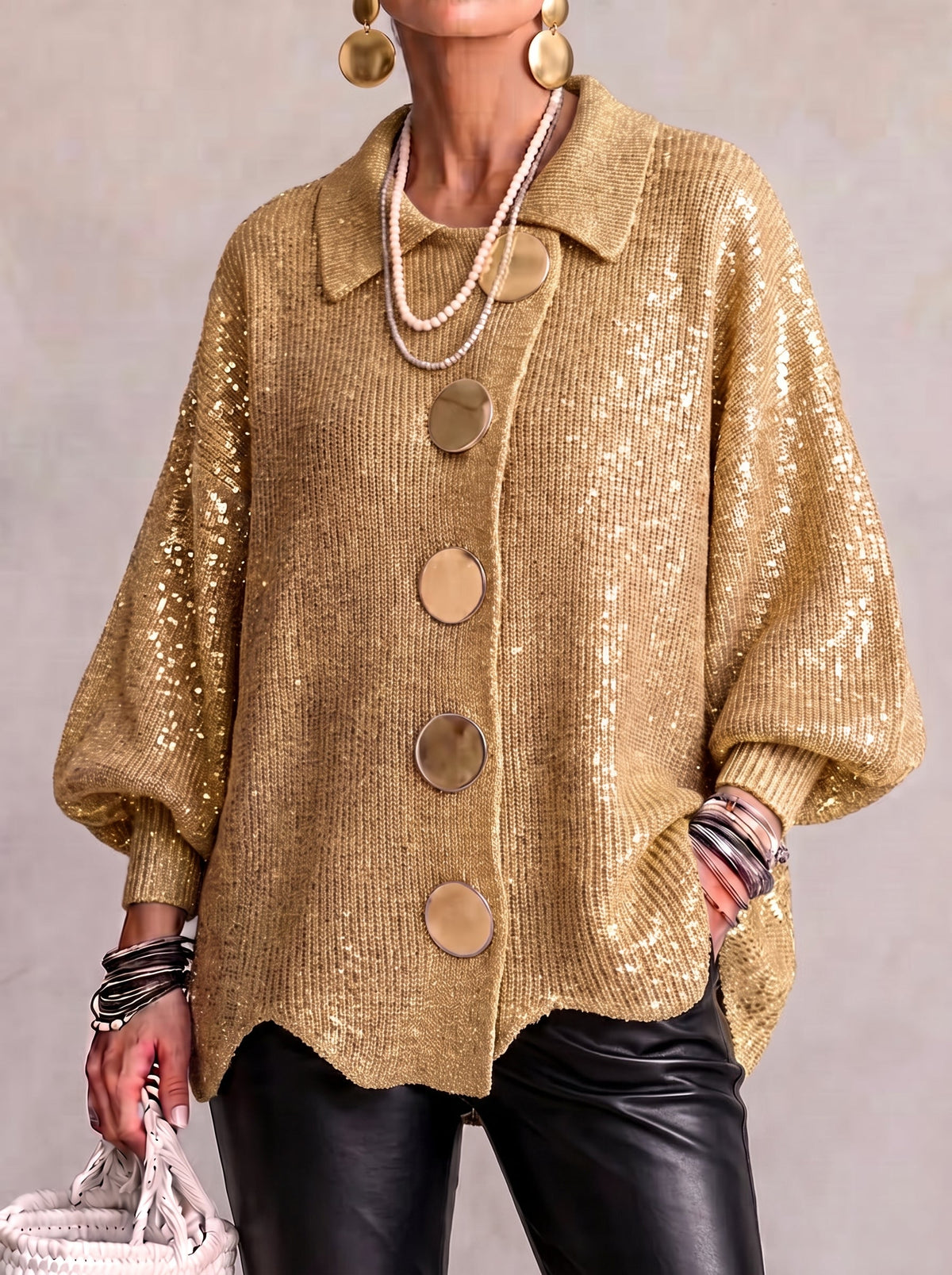 Lara - Oversized Collared Button Cardigan