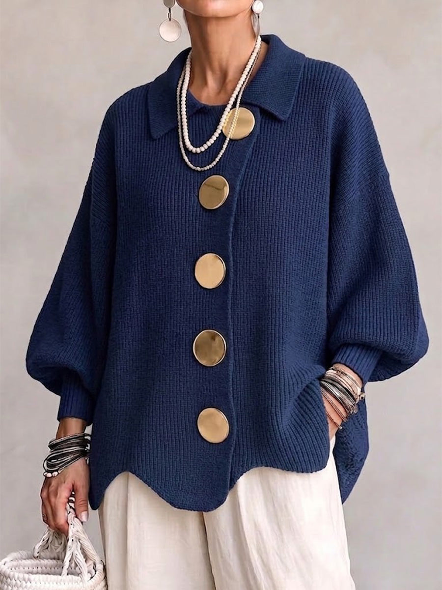 Lara - Oversized Collared Button Cardigan