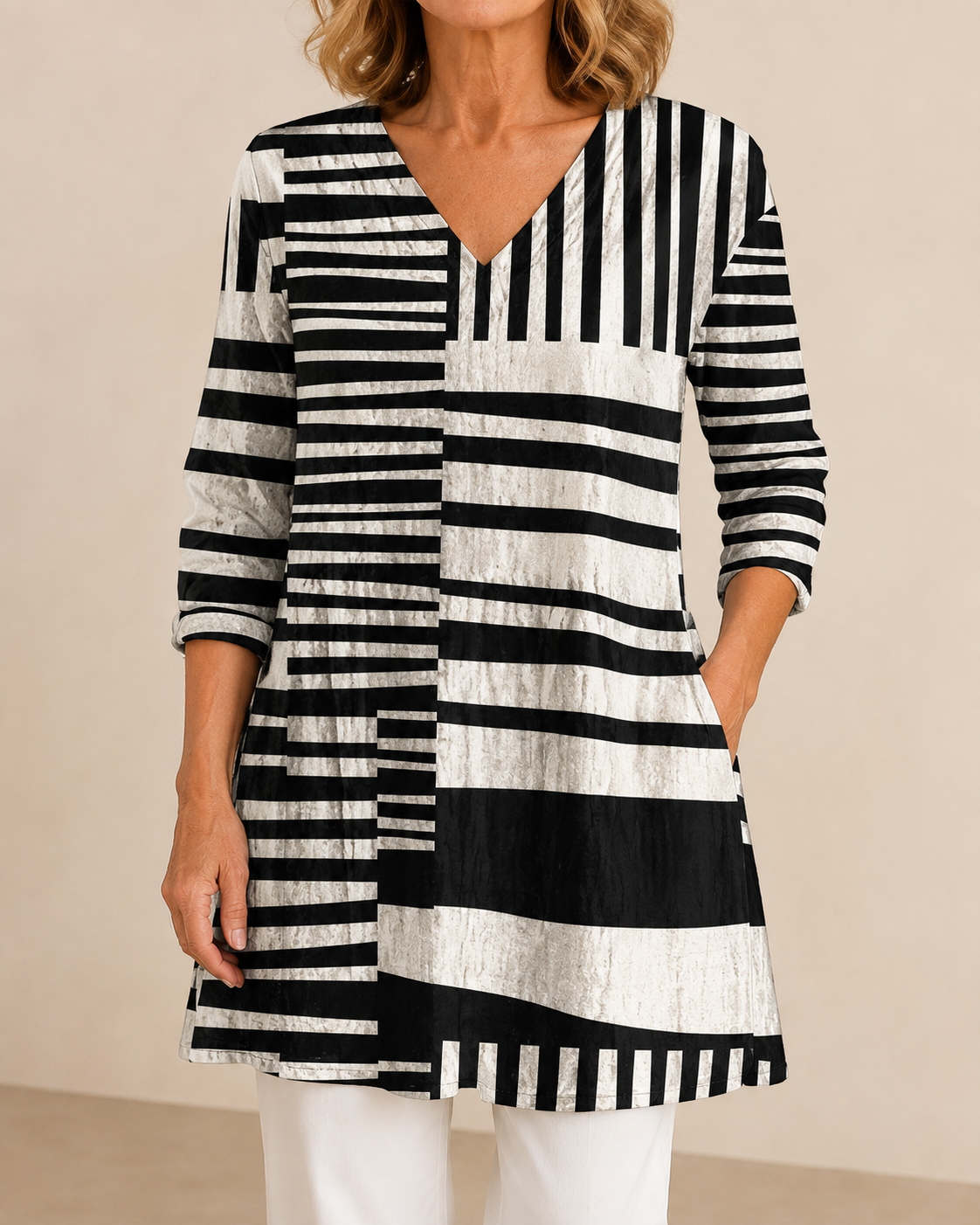 Elise | Relaxed Striped V-Neck Blouse