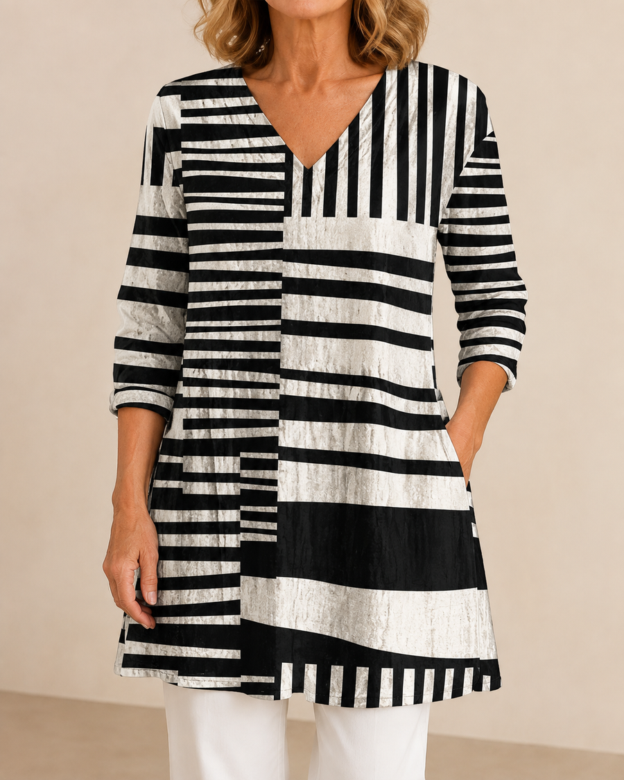 Elise | Relaxed Striped V-Neck Blouse